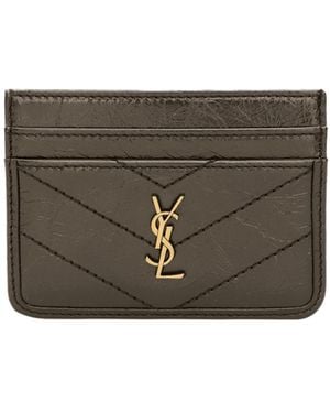 Saint Laurent Stitched Card Holder - Gray