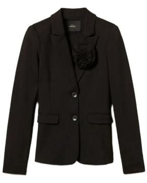 Twinset Floral-Brooch Blazer - Black