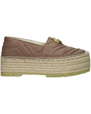 Gucci Gg Straw Platform Shoes - Gray