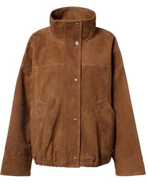 Rohe Leather Jacket With Snap Fastening - Brown