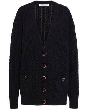 Alessandra Rich Jwl Buttoned Oversized Knitted Cardigan - Blue