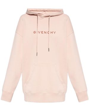 Givenchy Logo Embroidered Drawstring Hoodie - Pink