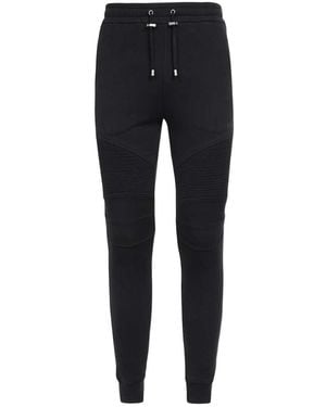 Balmain Logo Printed Cotton Jogging Bottoms - Blue