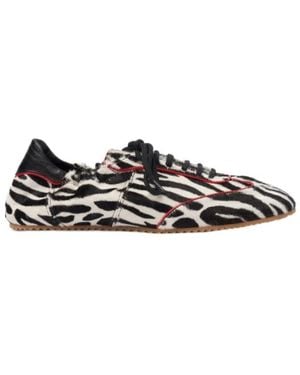 SCAROSSO Riley Zebra Printed Lace-Up Sneakers - Black