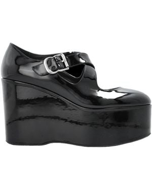 Alaïa 110Mm Wedges Leather Court Shoes - Black