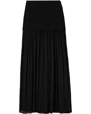 Proenza Schouler Paige Pleated Crepon And Stretch-Knit Maxi Skirt - Black