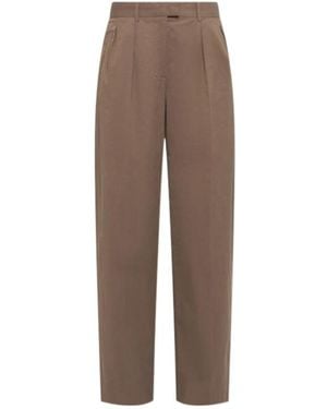 The Row Alfidis Cotton Gabardine Straight Trousers - Brown