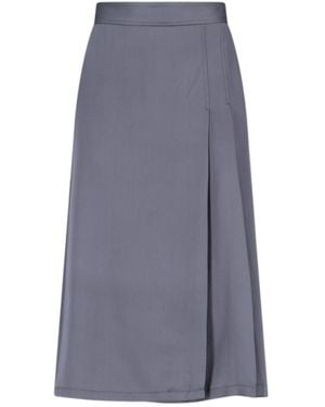 Aspesi Pleated Long Satin Skirt - Grey