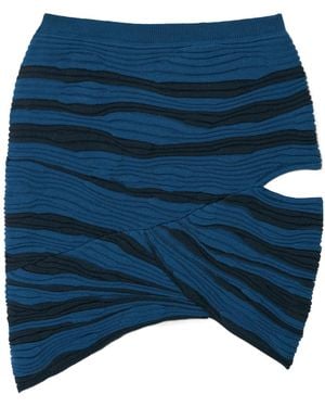 Donde Esteban Magdalena Cutout Ribbed Cotton Mini Skirt - Blue