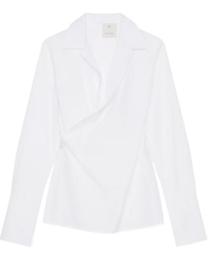 Givenchy Wrapped Poplin Long-Sleeve Shirt - White
