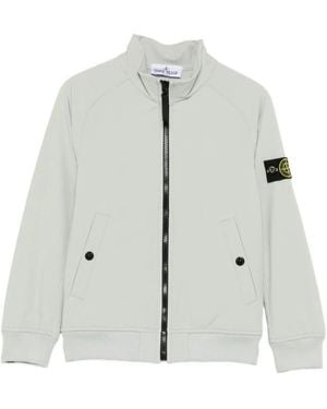 Stone Island Junior Logo Patch Zip-Up Coat - Gray
