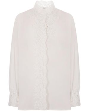 Ermanno Scervino Lace-Trim Mock Neck Shirt - White