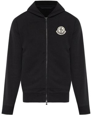 Moncler Logo-Patch Zip-Up Hoodie - Black