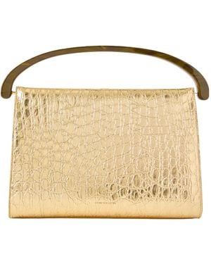 Dries Van Noten Metal Crocodile-Patterned Leather Shoulder Bag - Natural
