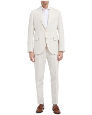 Brunello Cucinelli Long-Sleeved Suit, Pants, And Jacket - White