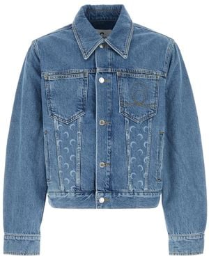 Marine Serre Moon Laser Wash Denim Jacket - Blue