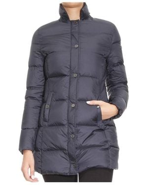 Armani Jeans Long-Sleeved Down Jacket - Blue