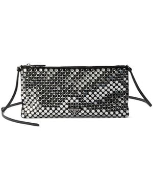 Prada Small Satin And Crystal Shoulder Bag - Black