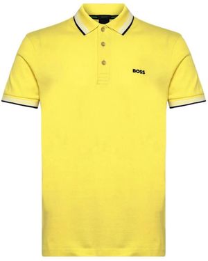 BOSS Tipped Logo Polo Shirt - Yellow