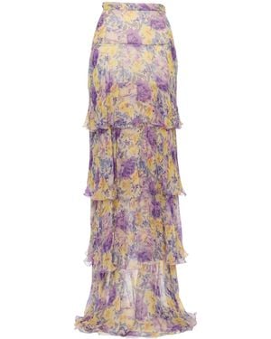 Valentino Floral Tiered Maxi Skirt - Pink