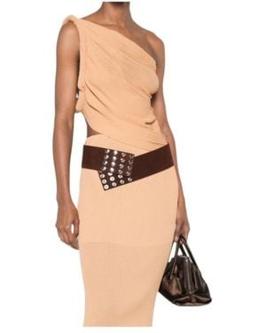 Alberta Ferretti One-Shoulder Jersey Top - Natural