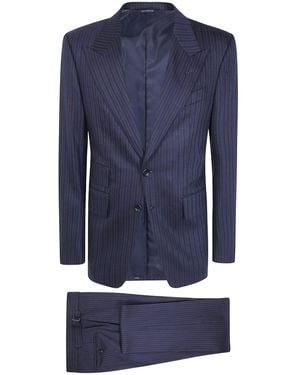 Tom Ford Single-Breasted Striped Tailored Suit - Blue