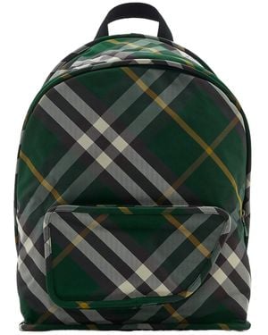 Burberry Shield Vintage Check Zipped Backpack - Green