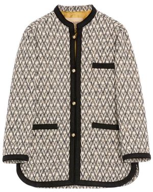Valentino Jacquard Embellished Trim Jacket - Grey