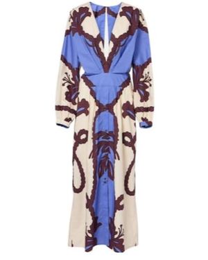 Johanna Ortiz Latitud Marina Printed Cotton Midi Dress - Blue