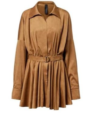 Norma Kamali Belted Shirt Dress - Brown