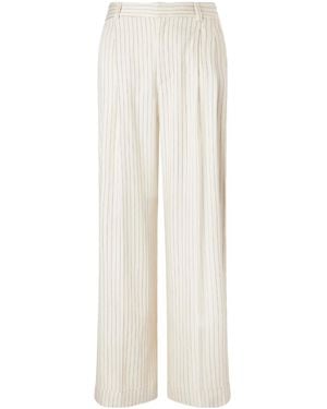 FRAME Avenue Pleated Striped Woven Wide-Leg Trousers - White