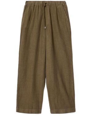 AllSaints Sharp Straight Leg Linen Trousers - Green