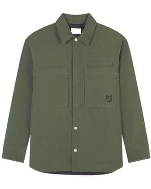Maison Kitsuné Maison Kitsuné Fox Head-Patch Shirt Jacket - Green