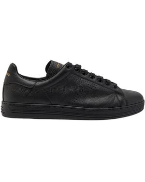 Tom Ford Warwick Grained Leather Sneakers - Black