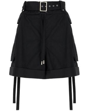 McQueen Belted Cargo Shorts - Black
