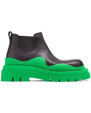 Bottega Veneta Color-Blocking Design Chelsea Short Boots - Green