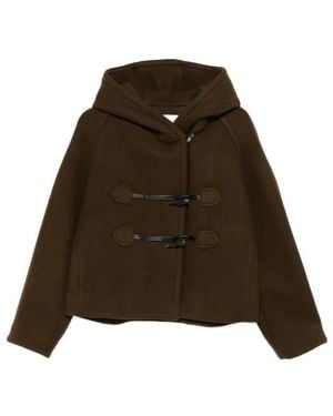 Low Classic Wool Blend Single-Breasted Coat - Brown