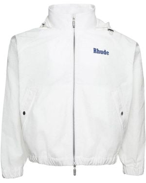 Rhude Zip-Up Hooded Track Jacket - White