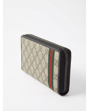 Gucci Monogrammed Stripe Detailed Wallet - Grey