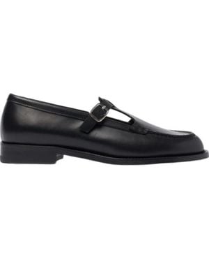 SCAROSSO Edna Buckle Fastened Flat Shoes - Black