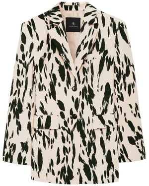 Anine Bing Abstract Print Blazer - Black