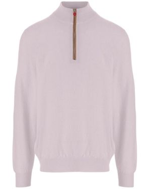 Kiton Half-Zip Knitted Sweater - Pink