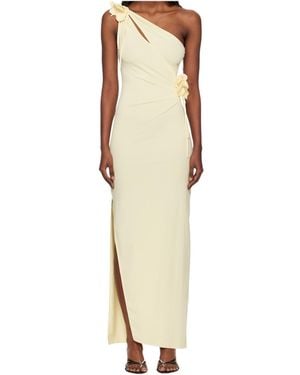 Coperni Asymmetric Floral-Appliqué Maxi Dress - Metallic
