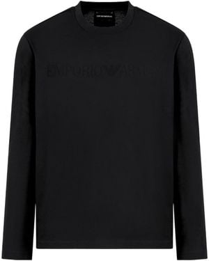 Emporio Armani Long-Sleeve Cotton T-Shirt - Black