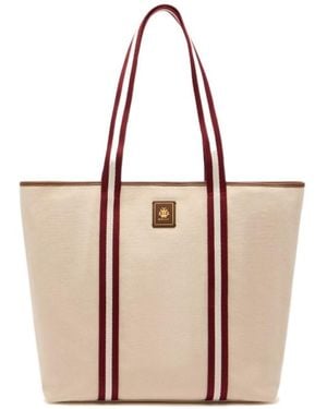 Bally Striped-Panel Top Handle Bag - Natural