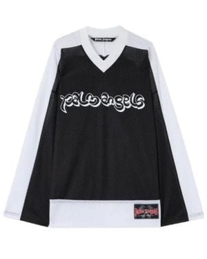 Palm Angels Logo Mesh Long-Sleeve T-Shirt - Black