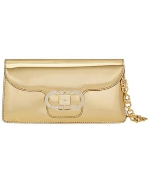 Ferragamo Ferragamo Double Gancini Chain Mini Clutch Bag - Natural