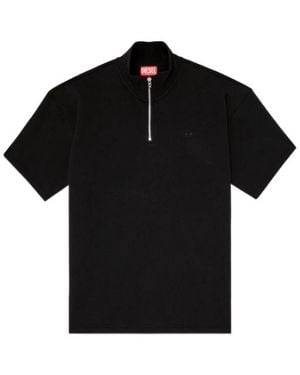 DIESEL Short-Sleeve Half-Zip Sweatshirt - Black
