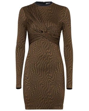ワンピース Fendi Brown Wool And Sequins Mini Dress Dress Cotton Brown | Fendi