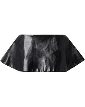 KHAITE Rafla Pleated Leather Mini Skirt - Black